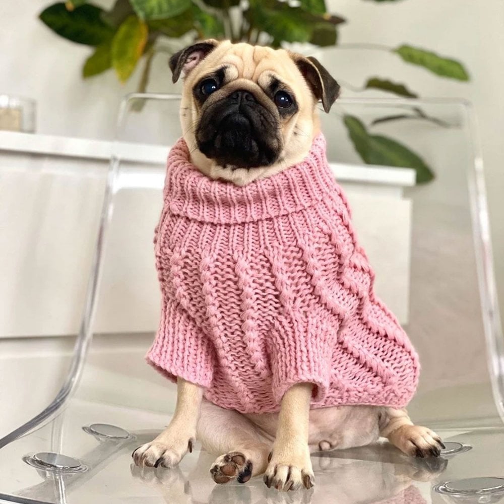 Park Lane Pup Cosy Knitted Dog Jumper Baby Pink