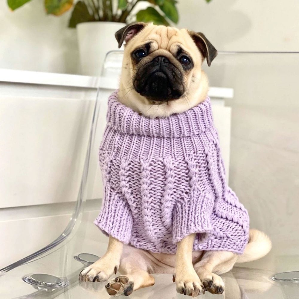 Park Lane Pup Cosy Knitted Dog Jumper Lilac