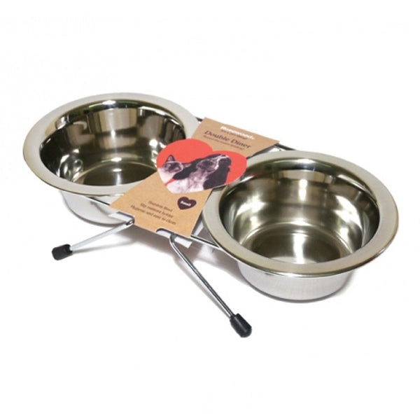 Rosewood Wire Double Diner Dog Bowls
