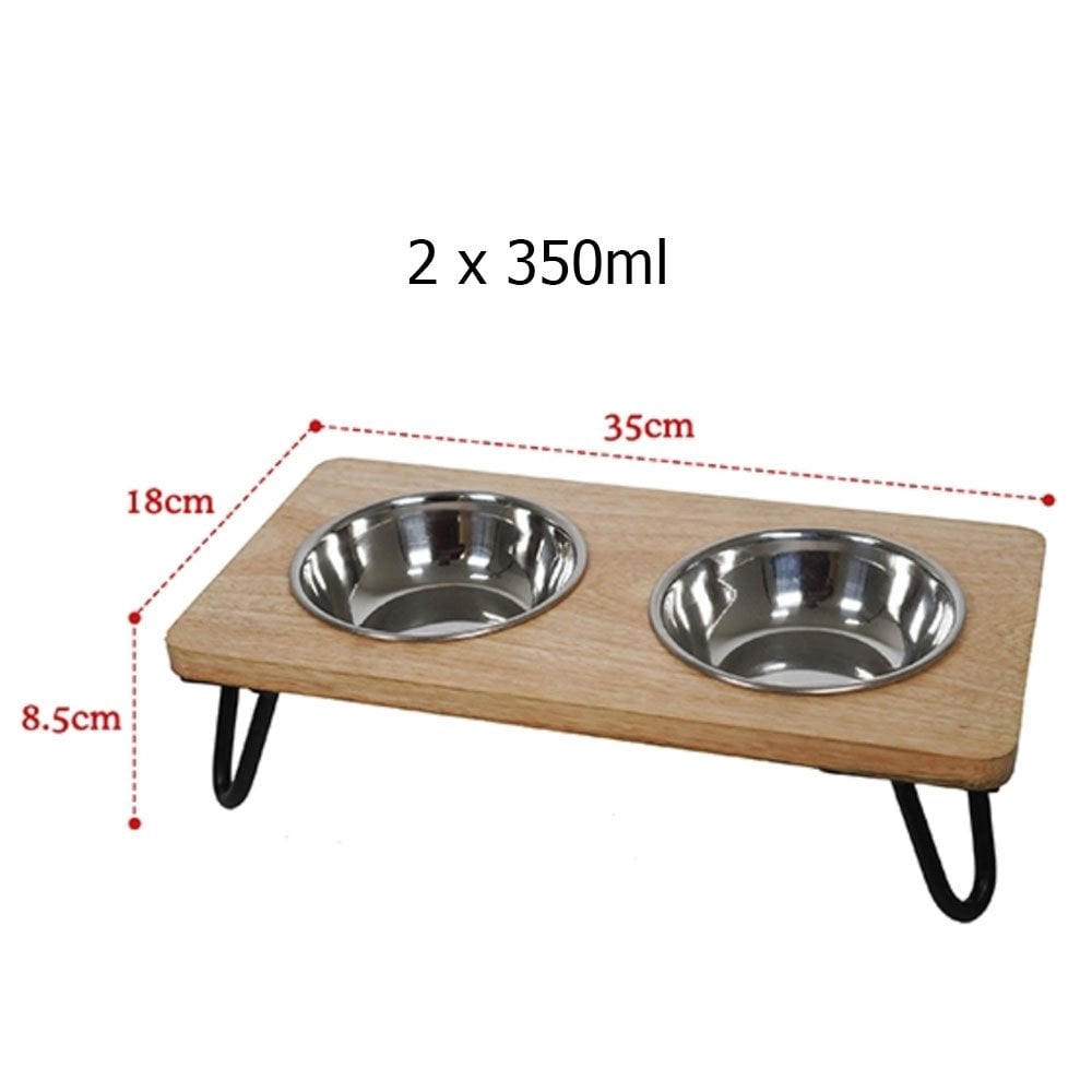 Rosewood Wooden Double Diner Dog Bowls