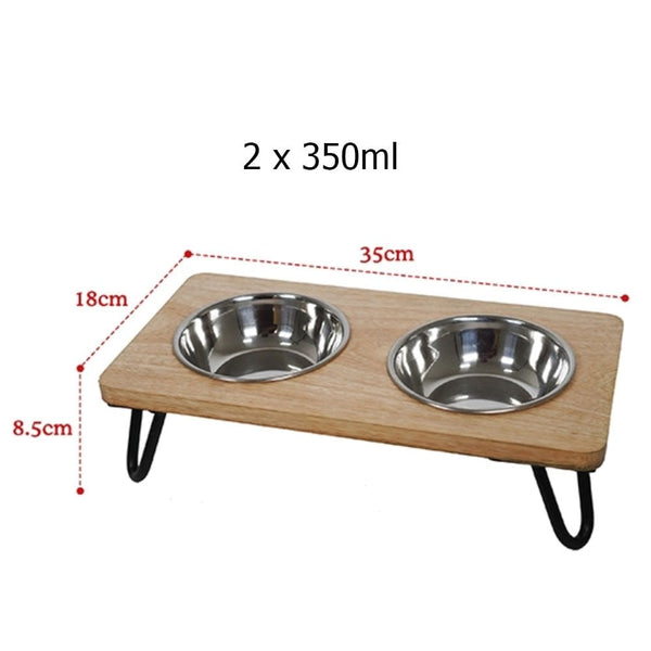 Rosewood Wooden Double Diner Dog Bowls