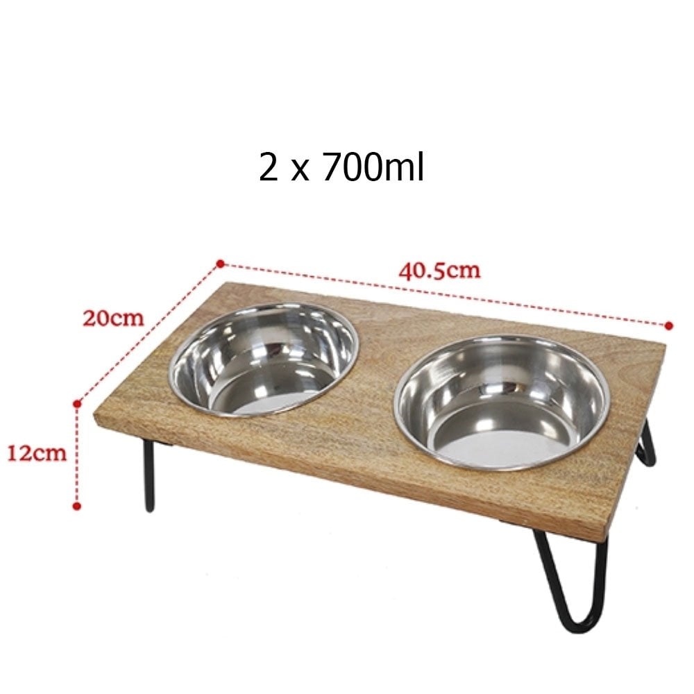 Rosewood Wooden Double Diner Dog Bowls