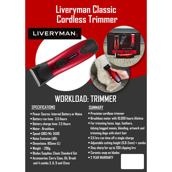 Liveryman Classic Trimmer - For Horses and Livestock
