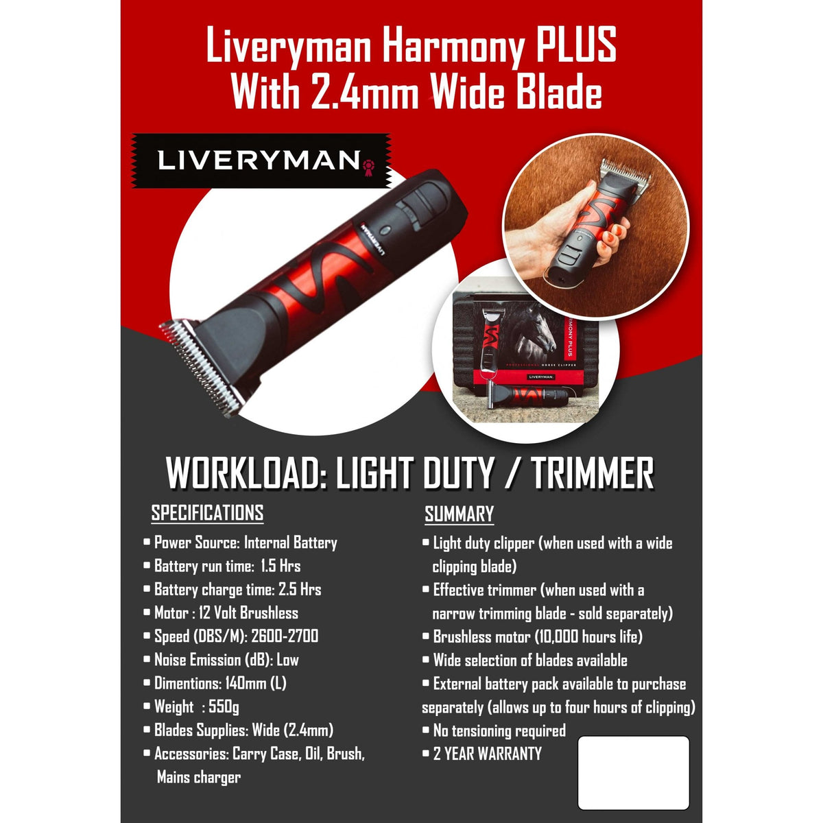 Liveryman Harmony Plus Clipper With 2.4mm Wide Blade