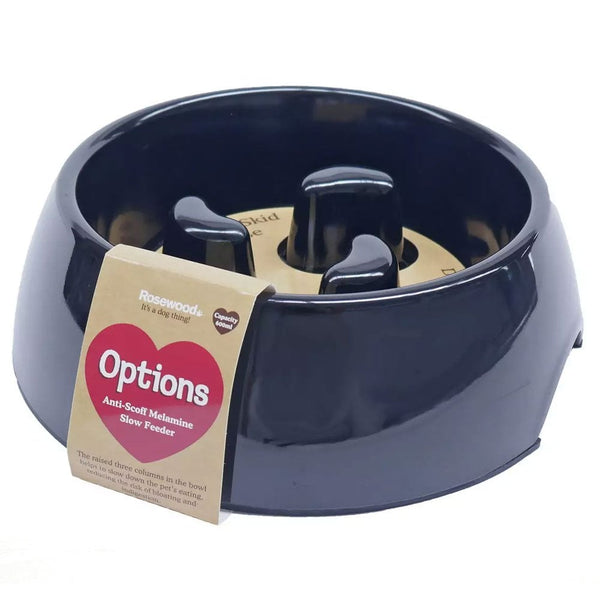 Rosewood Anti-Scoff Slow Feeder Dog Bowl Black