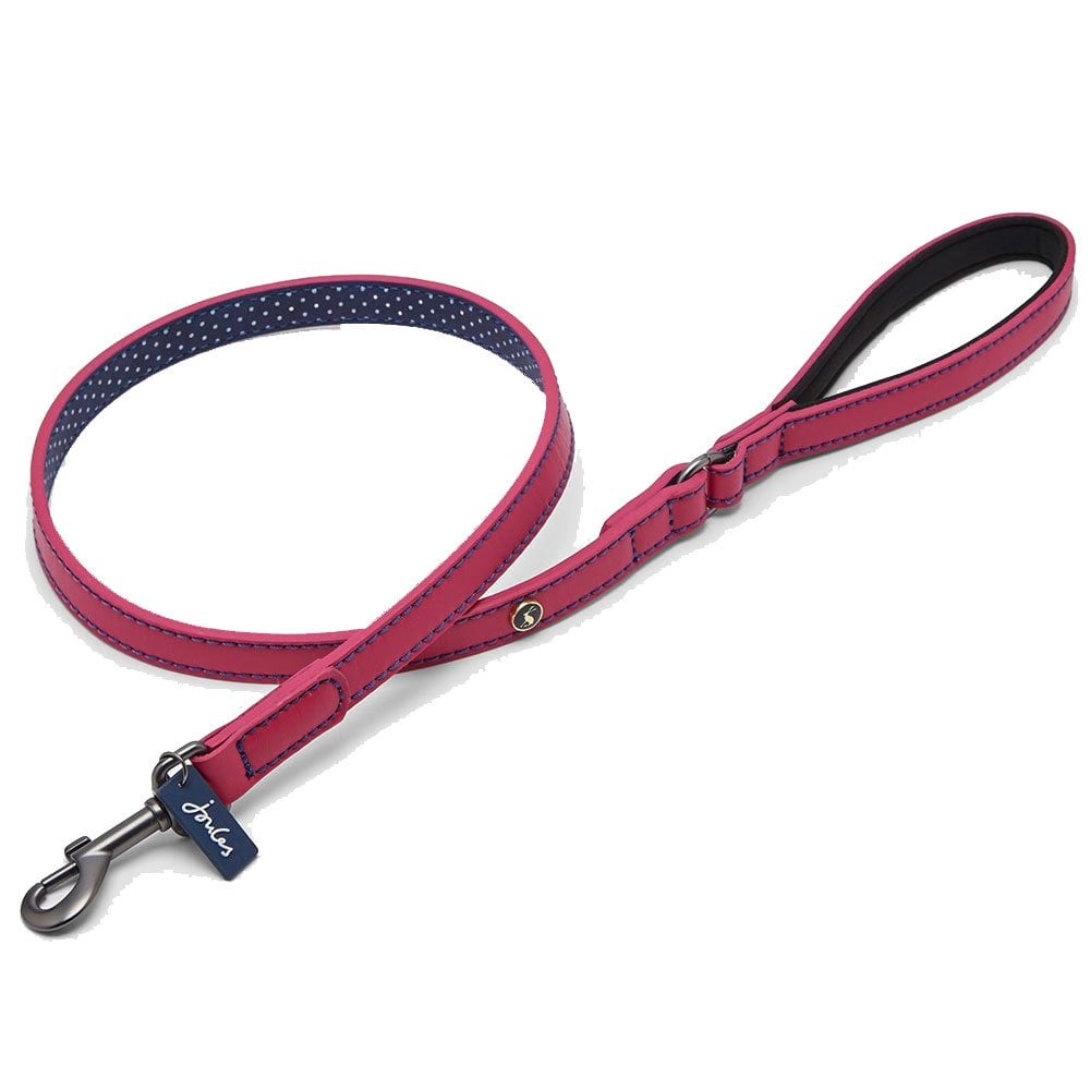 Joules Pink Leather Dog Lead 3/4" 40"