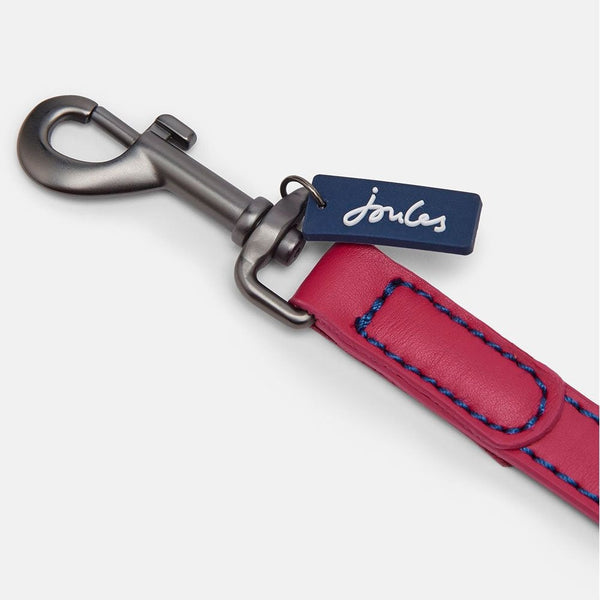 Joules Pink Leather Dog Lead 3/4" 40"