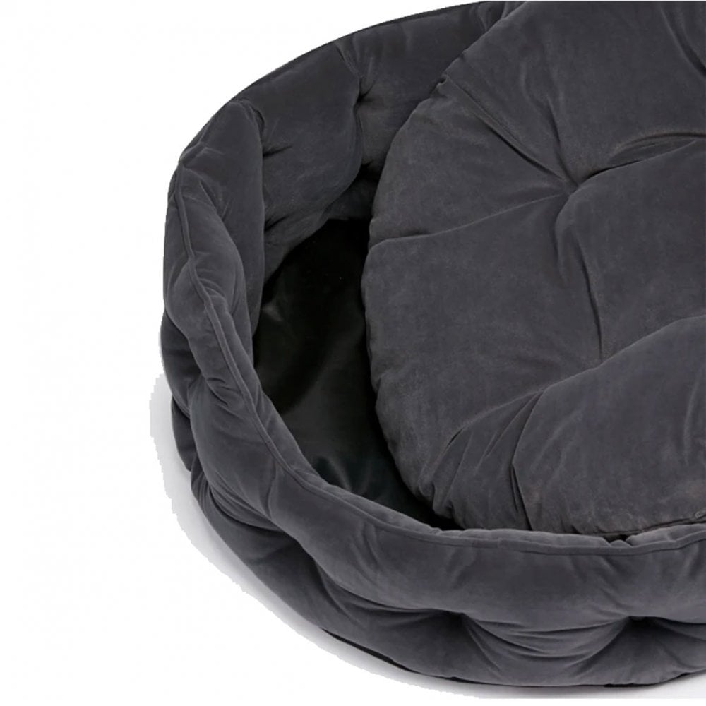 Joules Velvet Chesterfield Pet Bed Grey