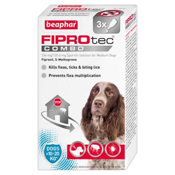 Beaphar FIPROtec Spot-On Combo For Medium Dogs 3 Pipettes