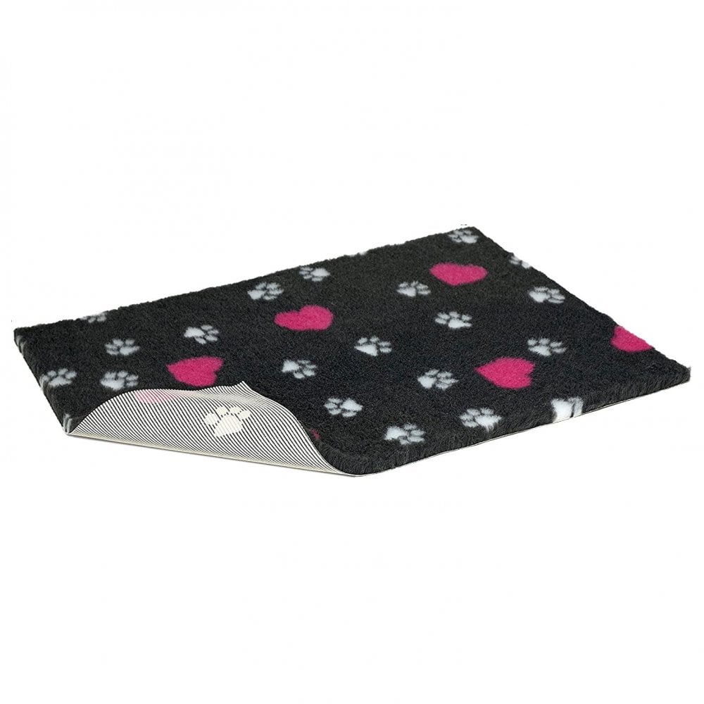 Petlife Vetbed Non-Slip Pet Bed Charcoal with Hearts & Paws