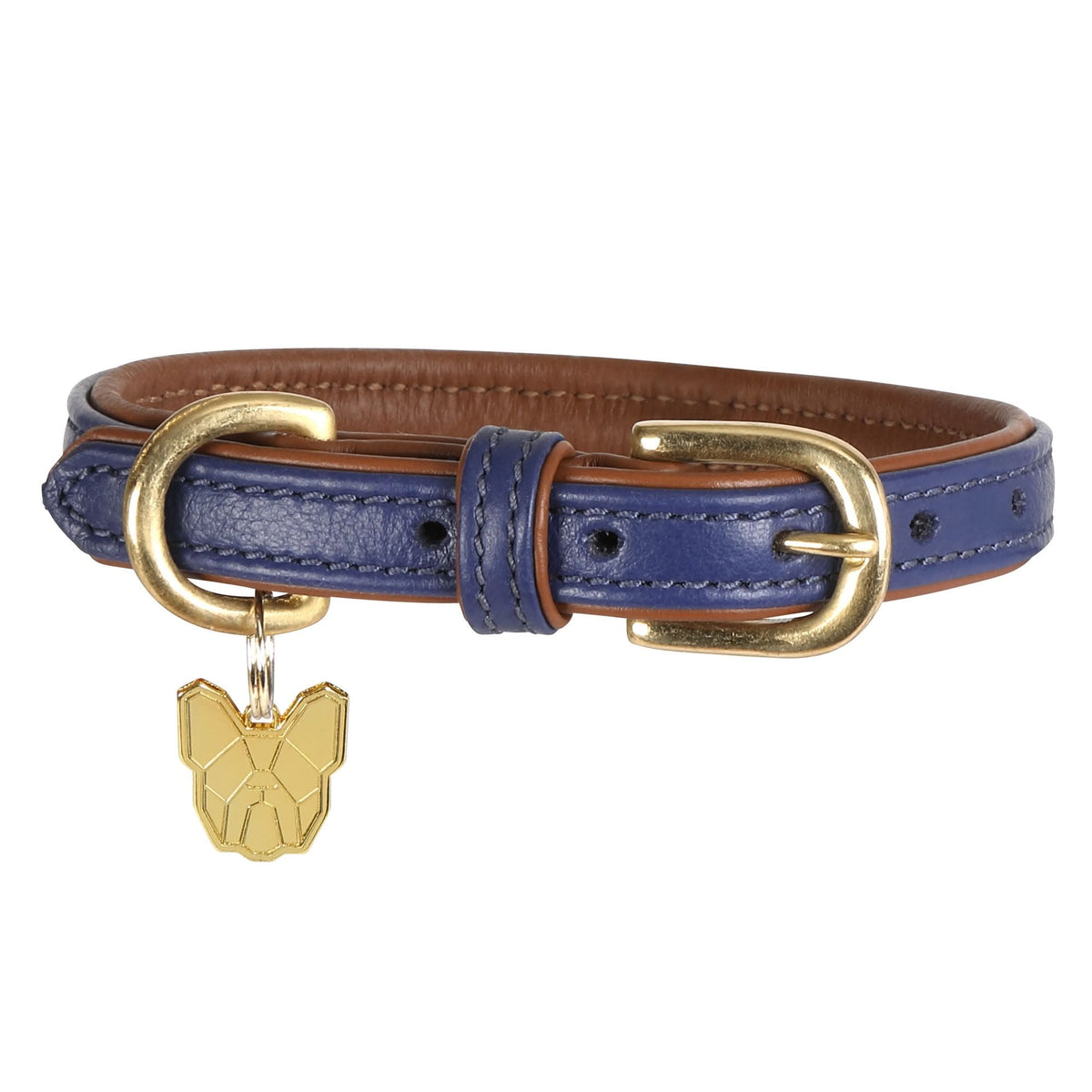 Digby & Fox Padded Leather Collar Navy