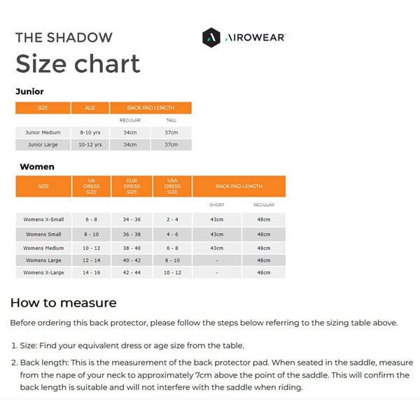 Airowear Shadow Back Protector (Regular Back)