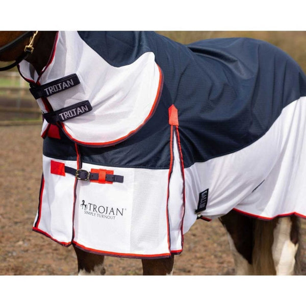 Gallop Trojan Hybrid 2-in-1 Combo Turnout/Fly Rug Navy White