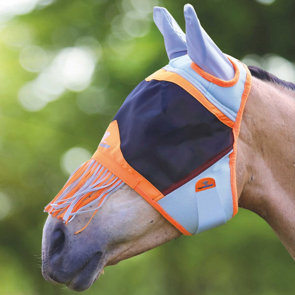 Shires Air Motion Fly Mask With Ears & Fringe Orange