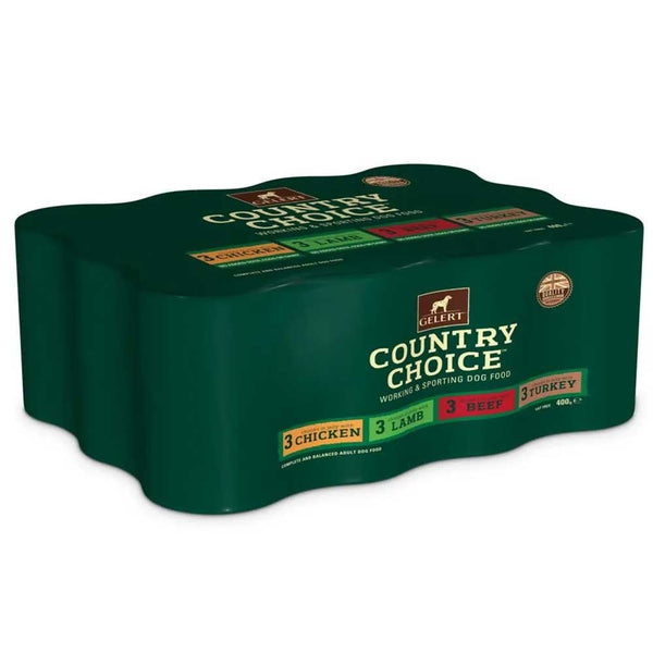 Gelert Country Choice Dog Meat - 12 x 400g Can Variety Pack