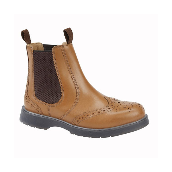 Grafters Brogue Capped Chelsea Boot Tan
