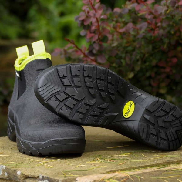 Brogini Carr Slip On Muck Boots Black Lime