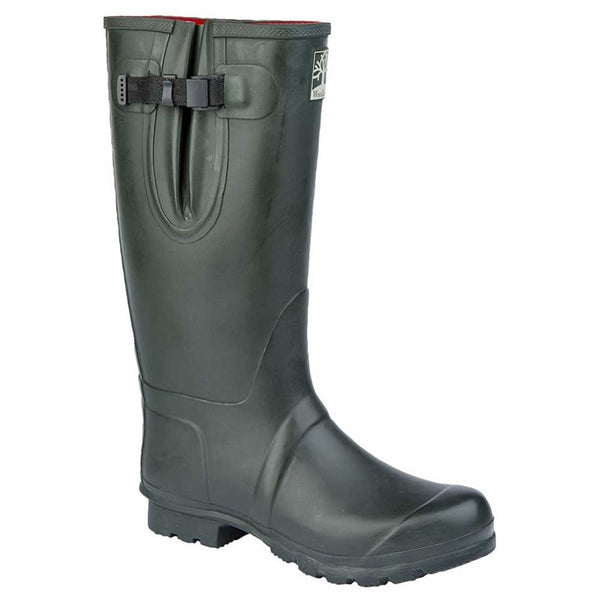 Woodland Neoprene Gusset Insulated Wellington Boots Olive