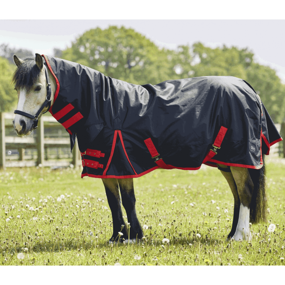 Firefoot Fixed Neck Pony Turnout Rug 100g Black/Red