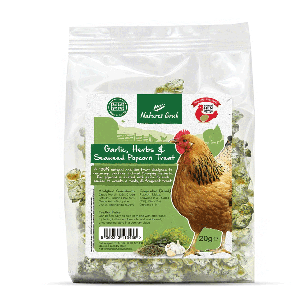 Natures Grub Garlic, Herb & Seaweed Popcorn Treat 20g
