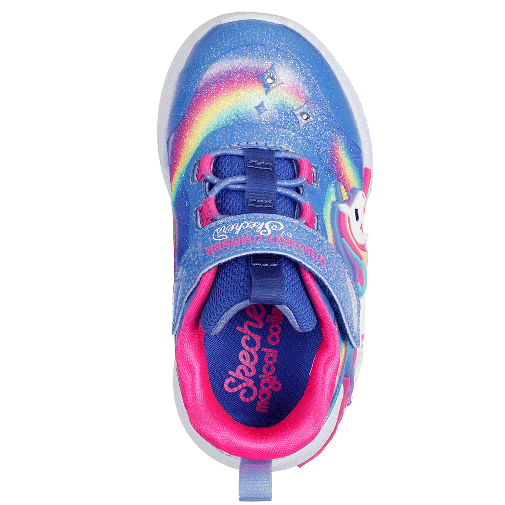 Skechers Light Unicorn Chaser Kids Trainers Blue Sparkle