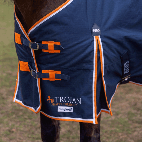 Gallop Duraproof Standard Neck 100g Turnout Rug Navy/Orange