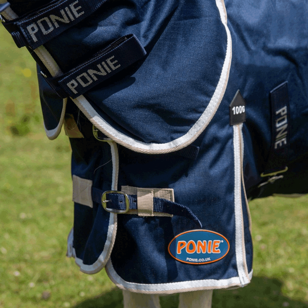 Gallop Ponie Duraproof Combo 100g Turnout Rug Navy/Beige
