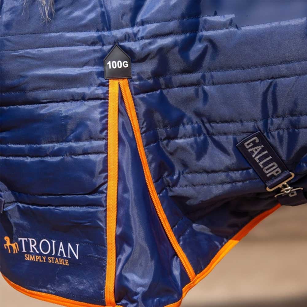 Gallop Trojan Stable Rug Navy/Orange 100g