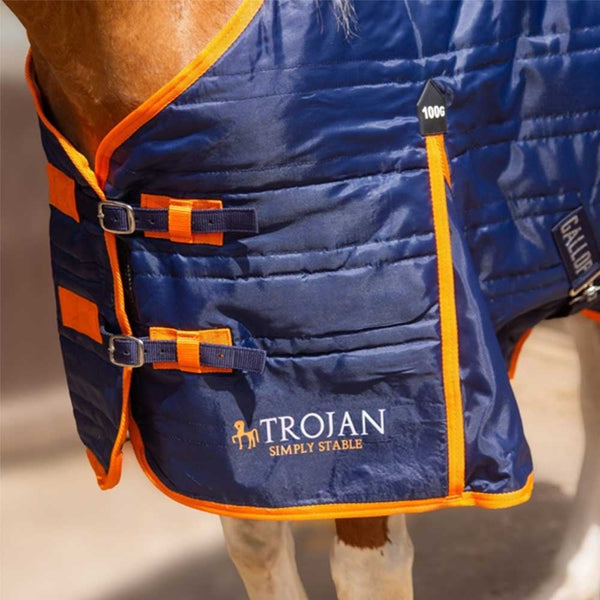 Gallop Trojan Stable Rug Navy/Orange 100g