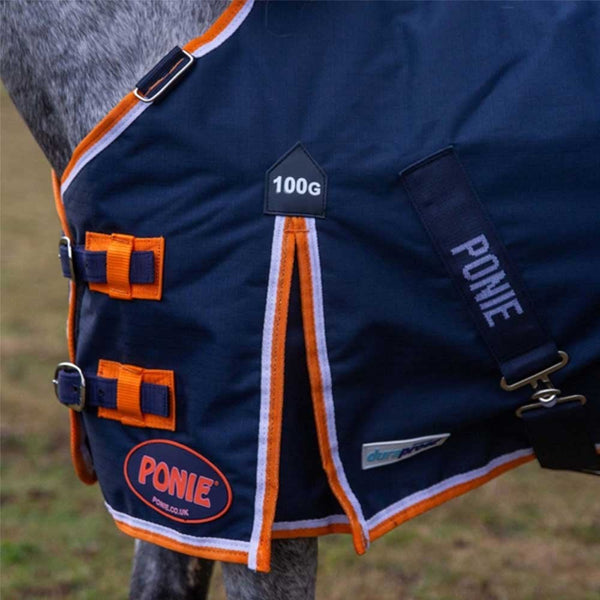 Gallop Ponie DURAproof Standard Neck Turnout Rug Navy/Orange 100g