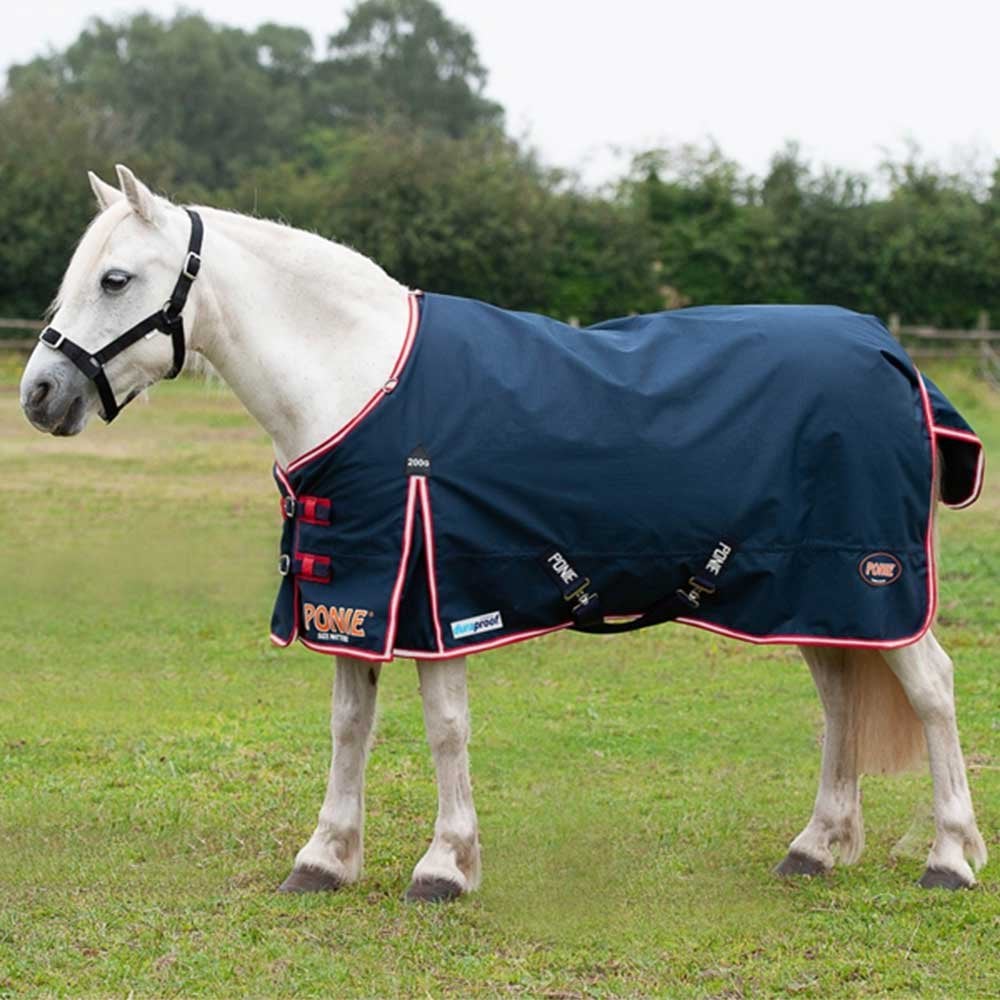 Gallop Ponie DURAproof Standard Neck Turnout Rug Navy/Red 200g