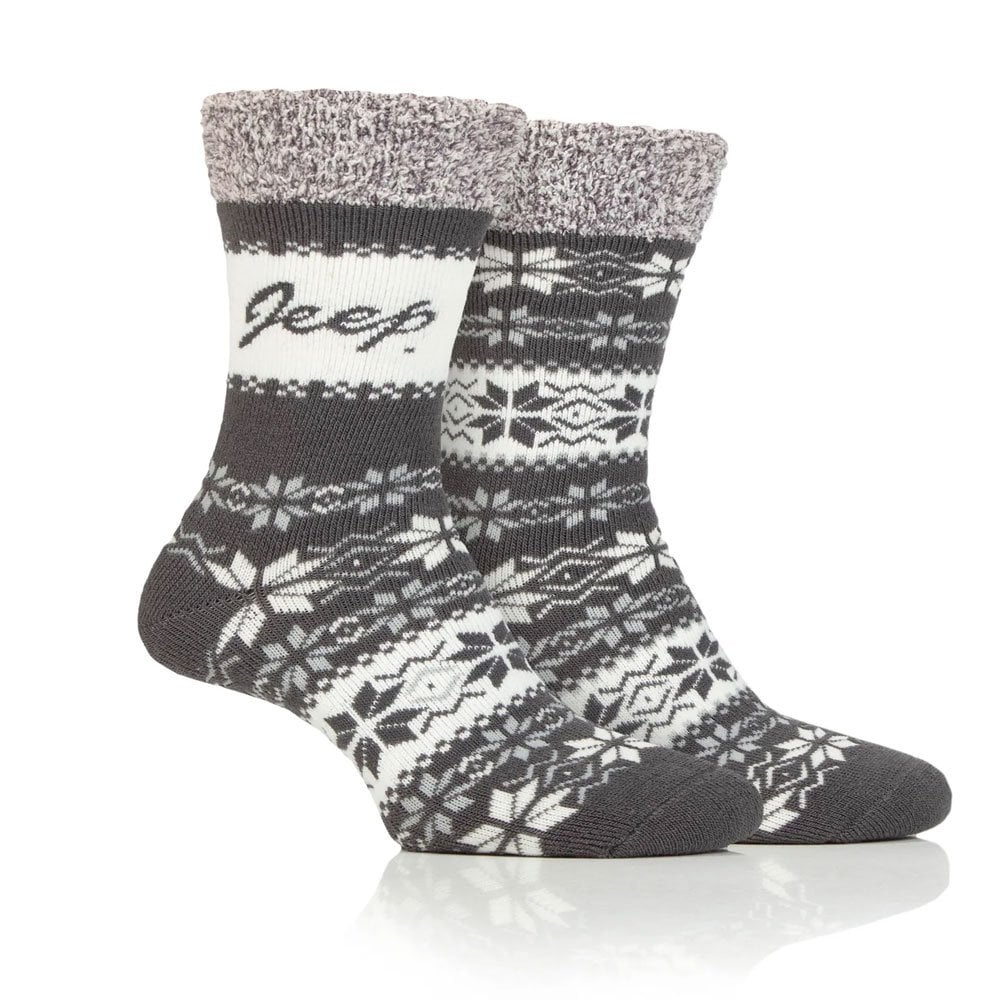 Thermal Fairisle Boot Socks Slate 2 Pairs