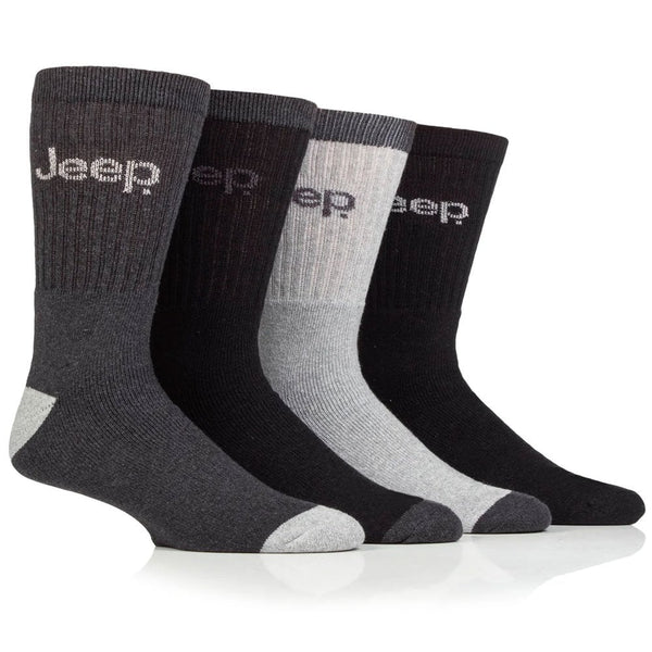 Jeep Performance Regenerated Men's Boot Socks 4 Pairs Black/Charcoal