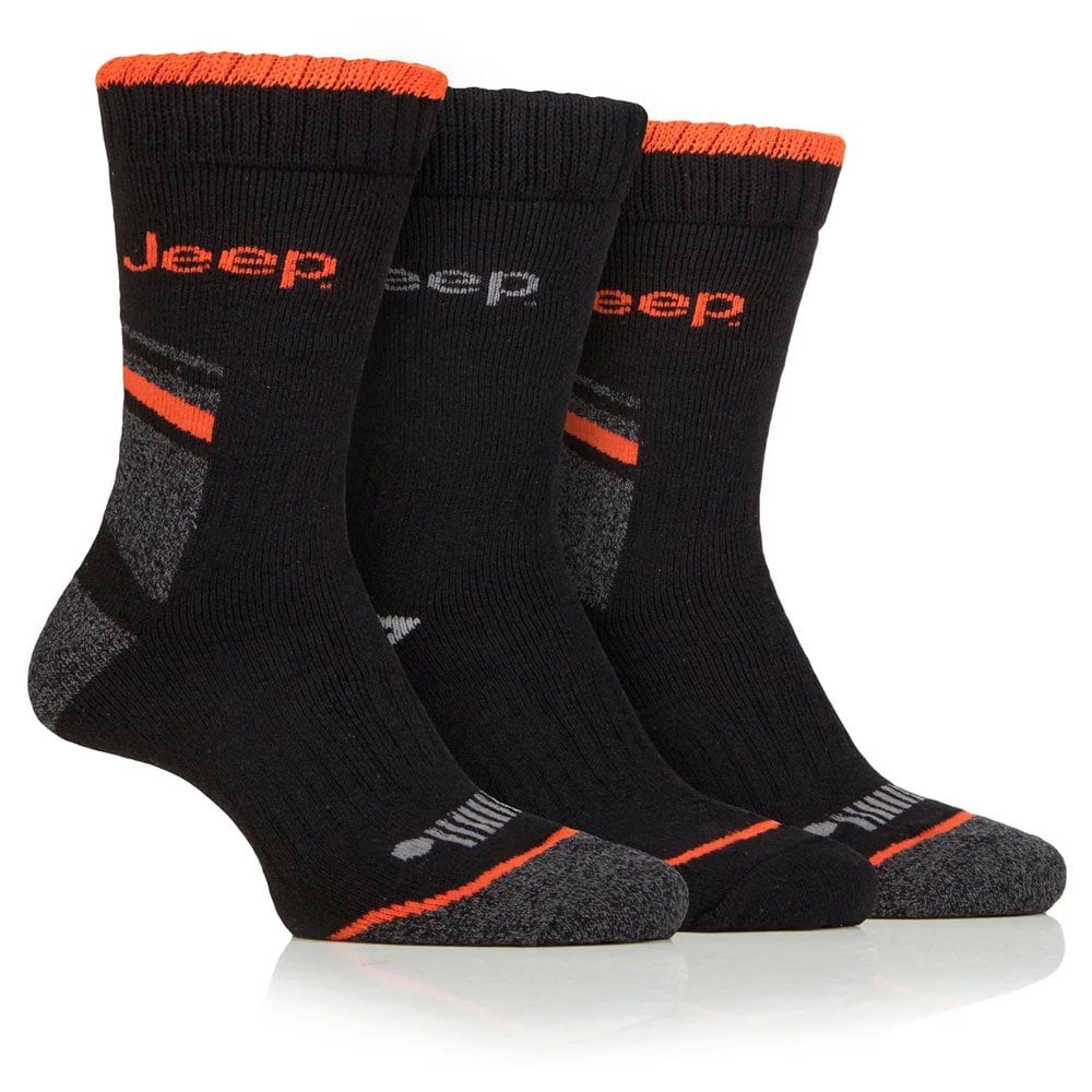 Jeep Performance Heavyweight Men's Work Socks 3 Pairs Charcoal/Orange