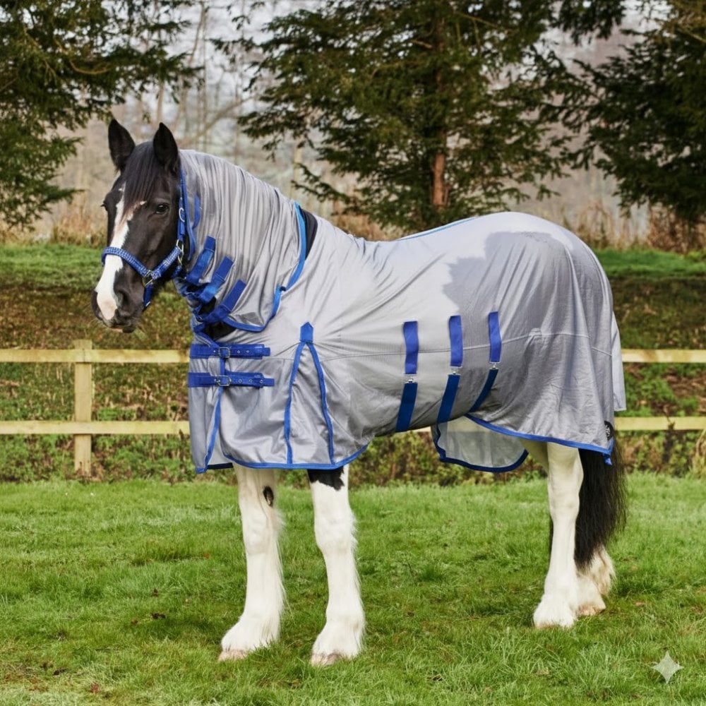 Firefoot Fixed Lycra Neck Fly Rug Grey/Blue