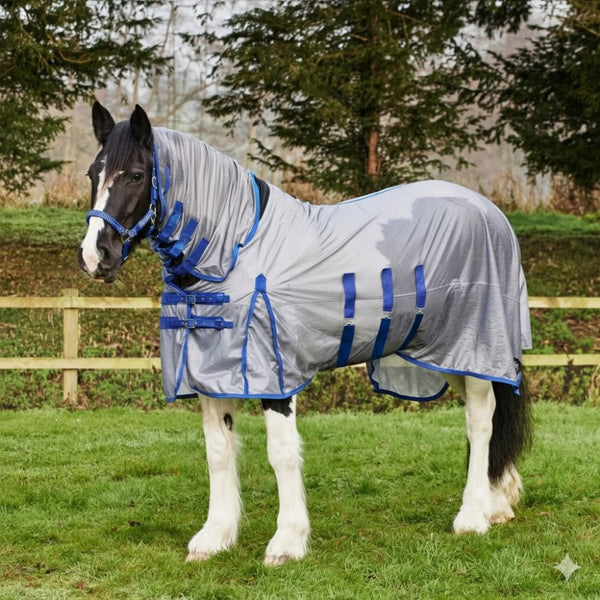 Firefoot Fixed Lycra Neck Fly Rug Grey/Blue