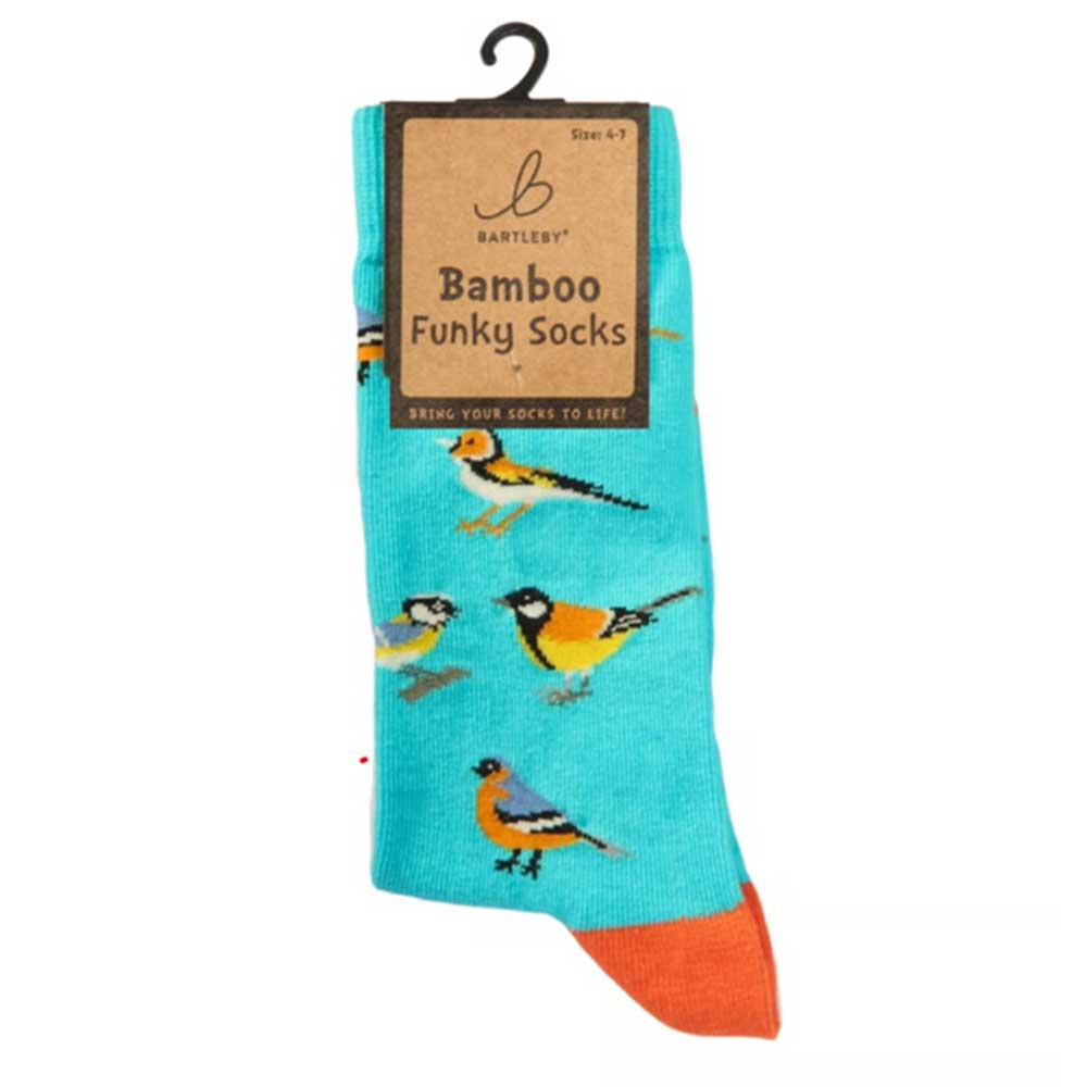 Bartleby Funky Bamboo Socks Garden Birds Size 4-7