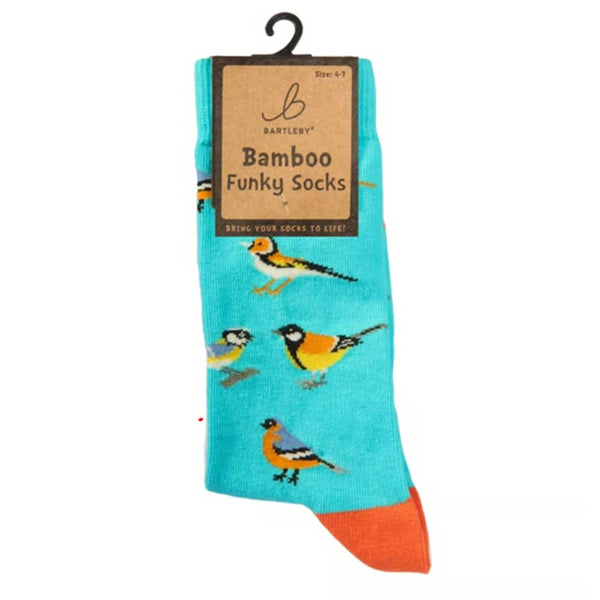 Bartleby Funky Bamboo Socks Garden Birds Size 4-7