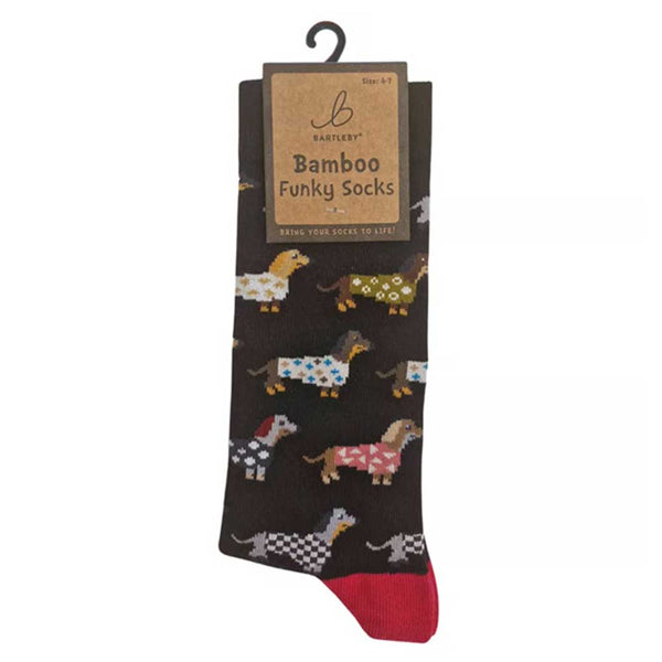 Bartleby Funky Bamboo Socks Dachshunds Size 4-7