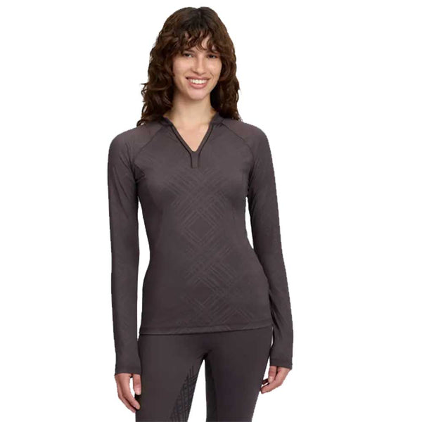 LeMieux Heritage Check Long Sleeve Base Layer Cocoa