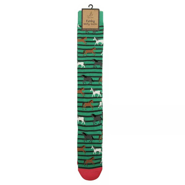 Bartleby Welly Socks Novelty Galloping Horses Size 4-8