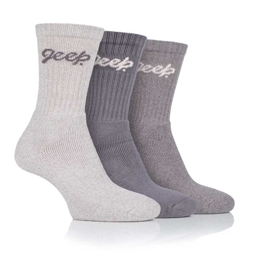 Platinum Jeep Cotton Rich Ribbed Boot Sock Ladies 4-8 Slate/Grey 3 Pairs