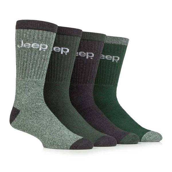 Platinum Jeep Marl Regenerated Cotton Boot Sock 6-11 Green/Charcoal 4 Pairs
