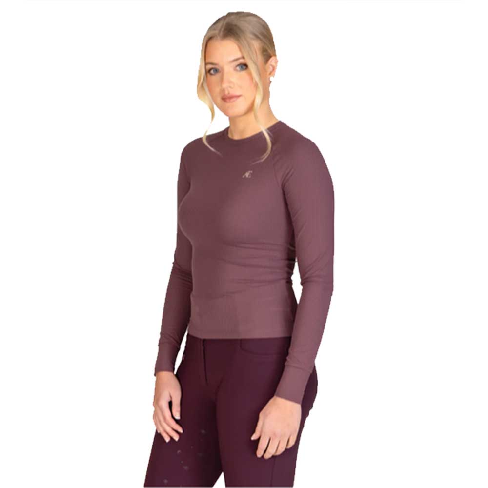 Aubrion Ribbed long Sleeve Top Thistle