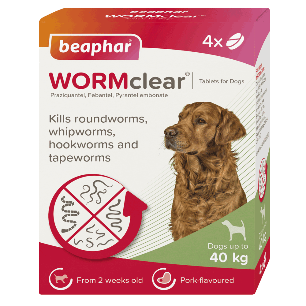 Beaphar WORMclear Tablets For Dogs (up to 40kg) 4 Tablets