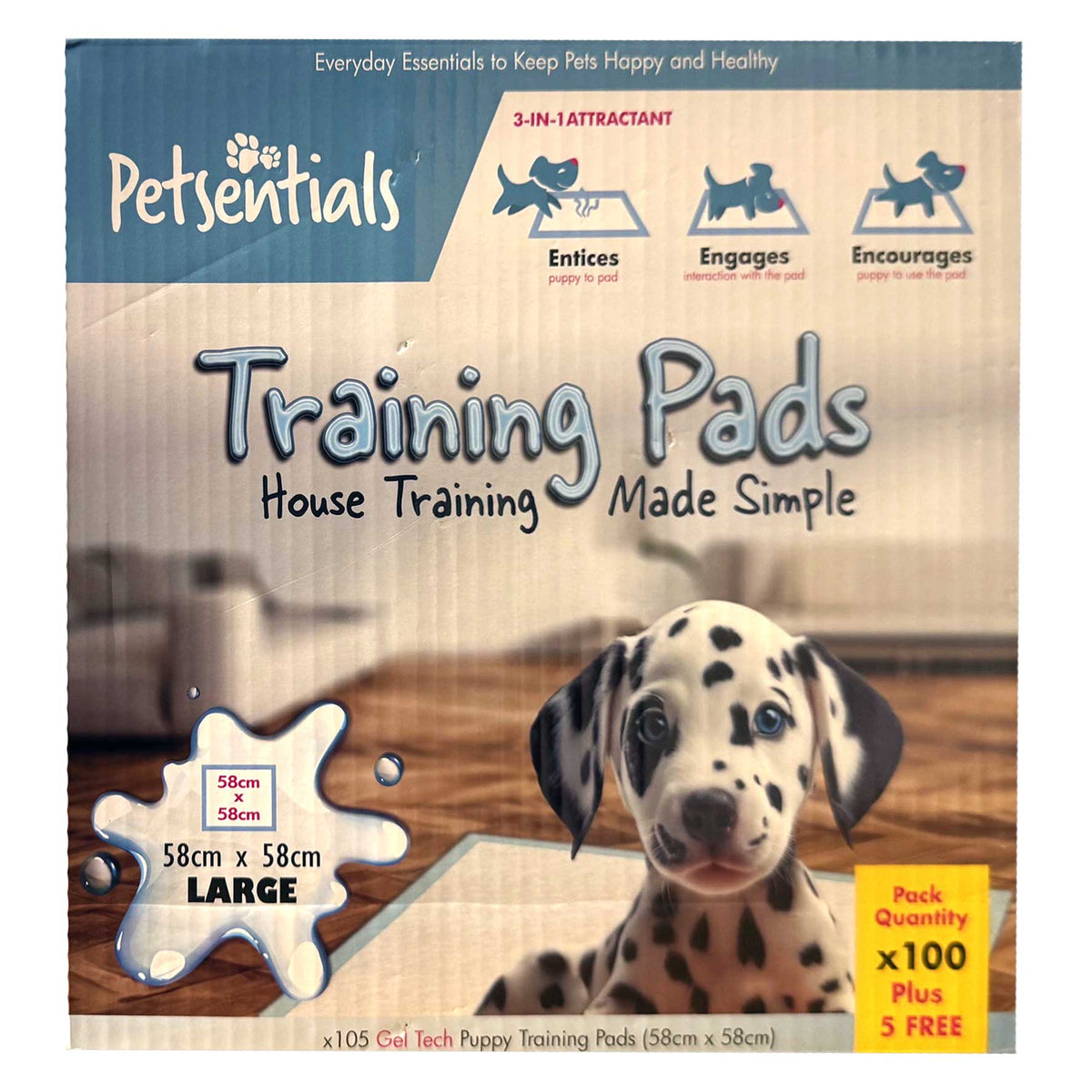 Petsentials Puppy Training Pads JUMBO 100 Pack (+5 Free!)